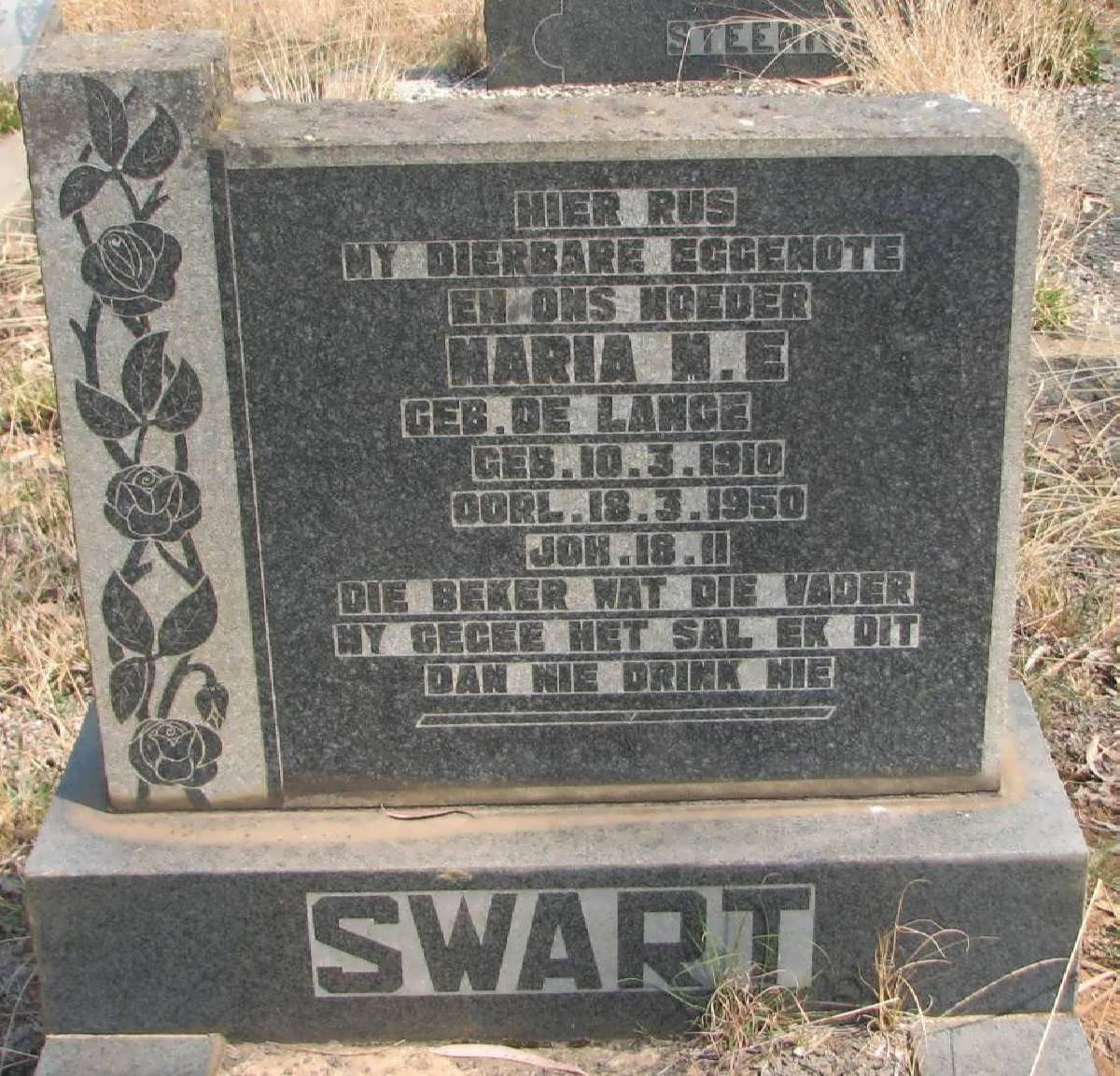 SWART Maria M.E. nee DE LANGE 1910-1950