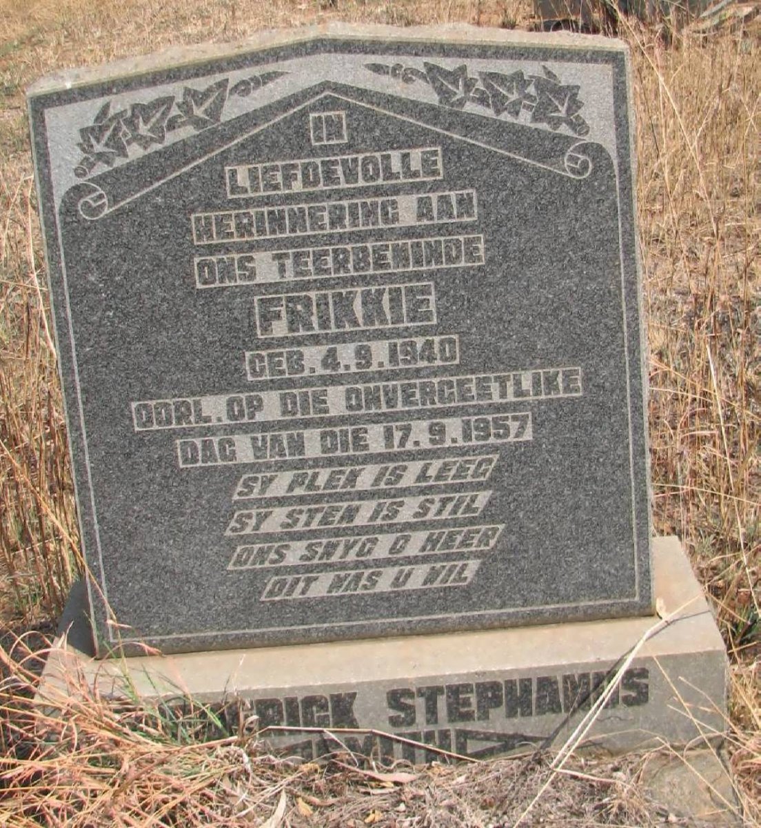 SMITH Frederick Stephanus 1940-1957