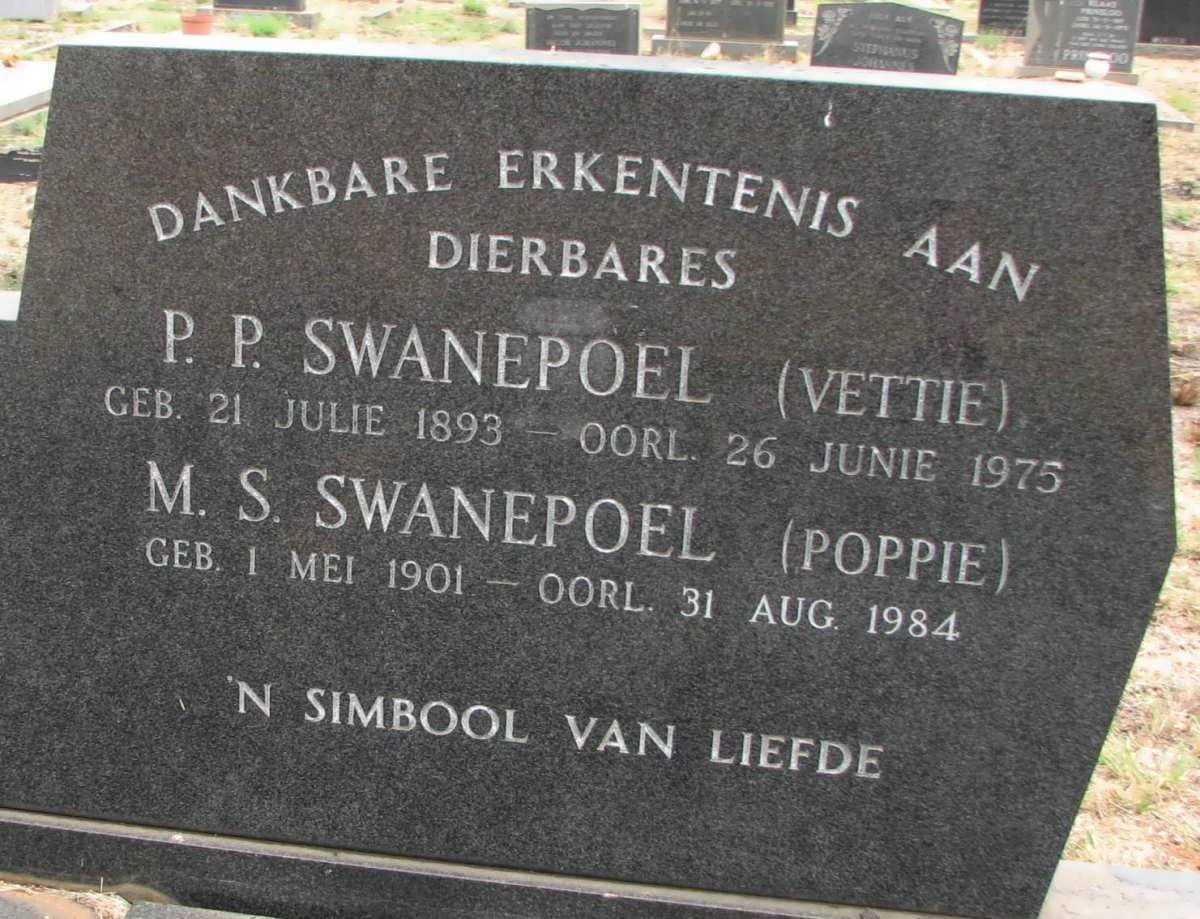 SWANEPOEL P.P. 1893-1975 &amp; M.S. 1901-1984