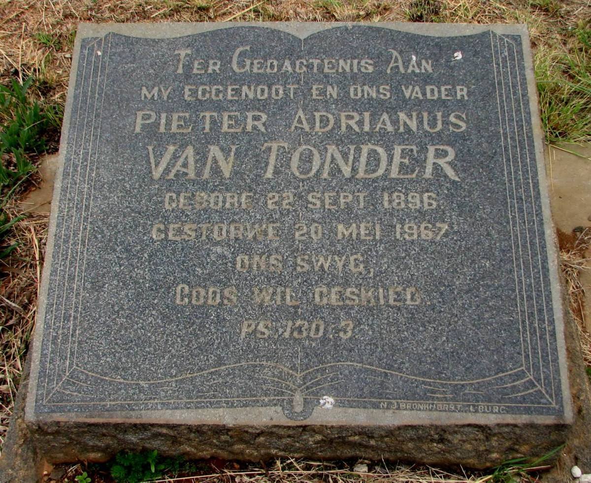 TONDER Pieter Adrianus, van 1896-1967