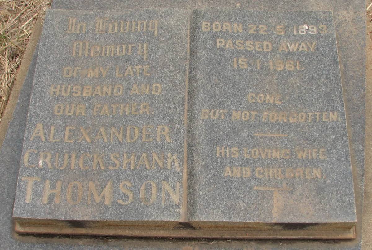 THOMSON Alexander Cruickshank 1893-1961