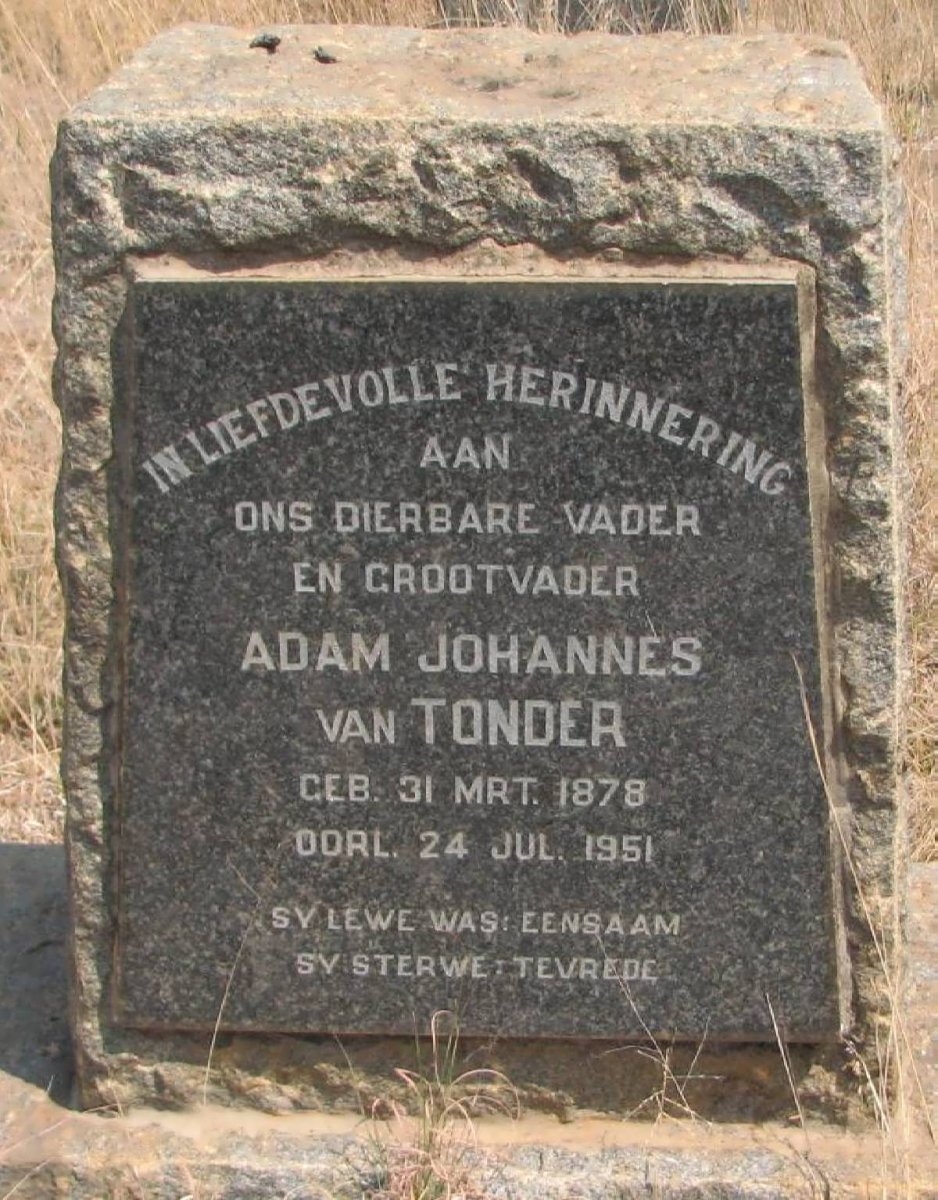 TONDER Adam Johannes, van 1878-1951