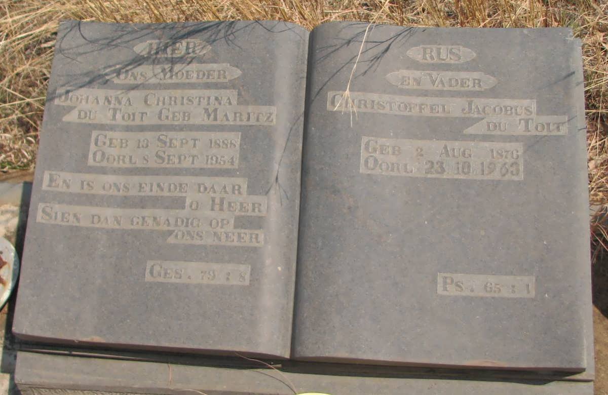 TOIT Christoffel Jacobus, du 1870-1963 &amp; Johanna Christina MARITZ 1888-1954