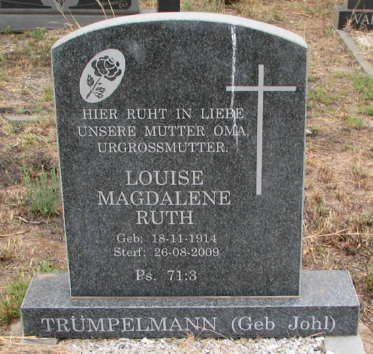TRUMPELMANN Louise Magdalene Ruth nee JOHL 1914-2009
