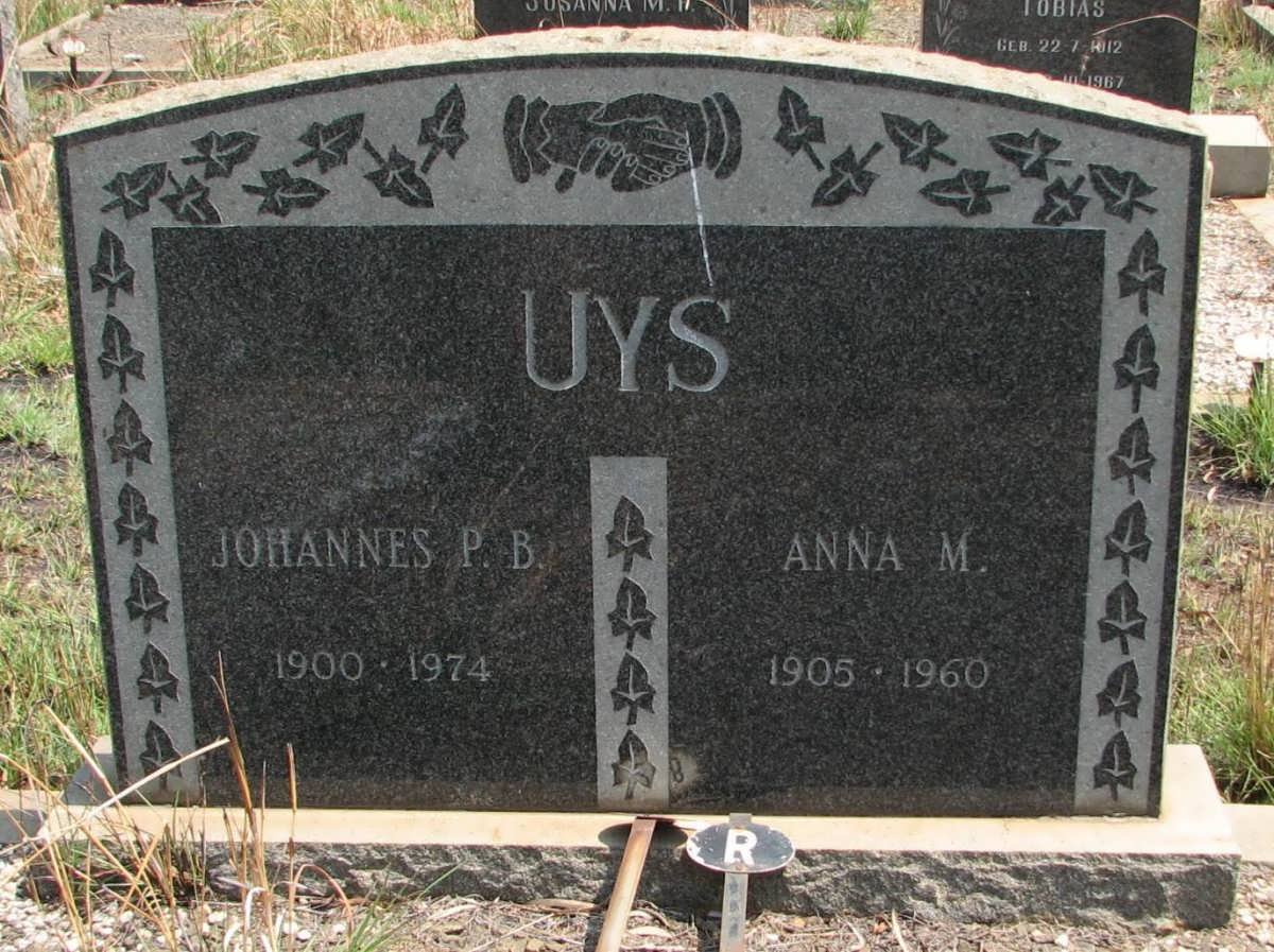 UYS Johannes P.B. 1900-1974 &amp; Anna M. 1905-1960