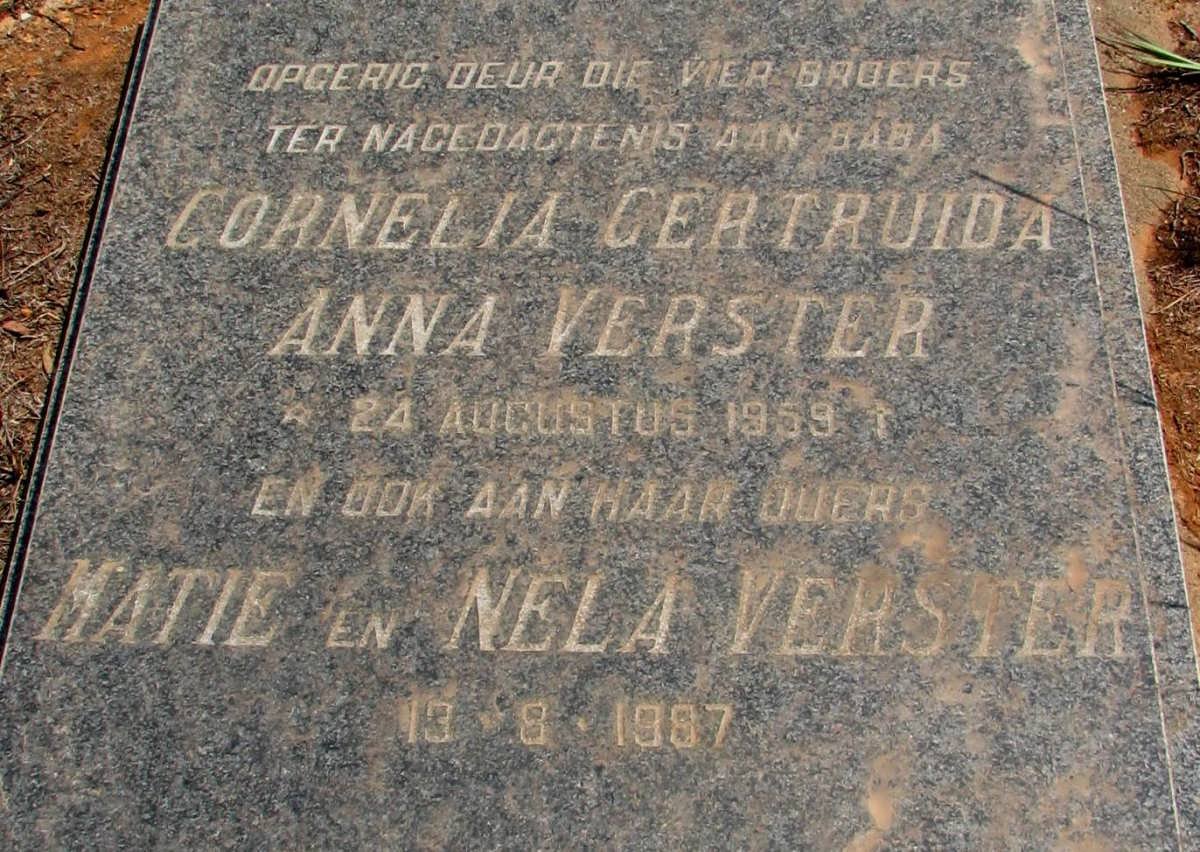 VERSTER Cornelia Gertruida Anna 1959 :: VERSTER Matie -1987 &amp; Nela -1987