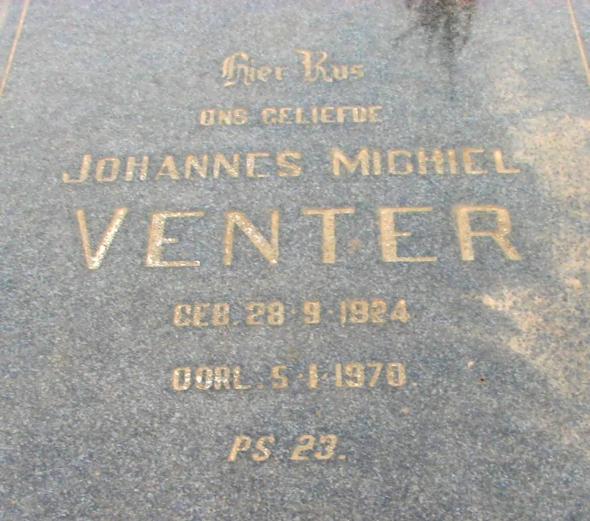 VENTER Johannes Michiel 1924-1970