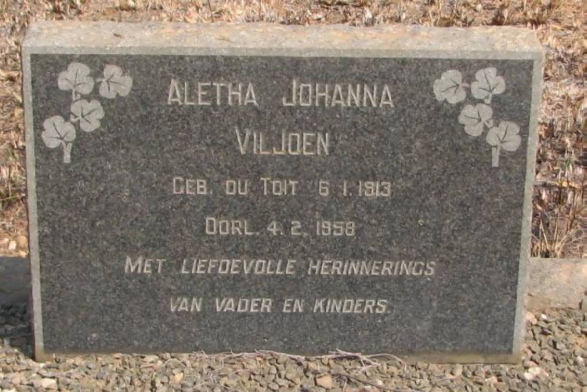 VILJOEN Aletha Johanna nee DU TOIT 1913-1958