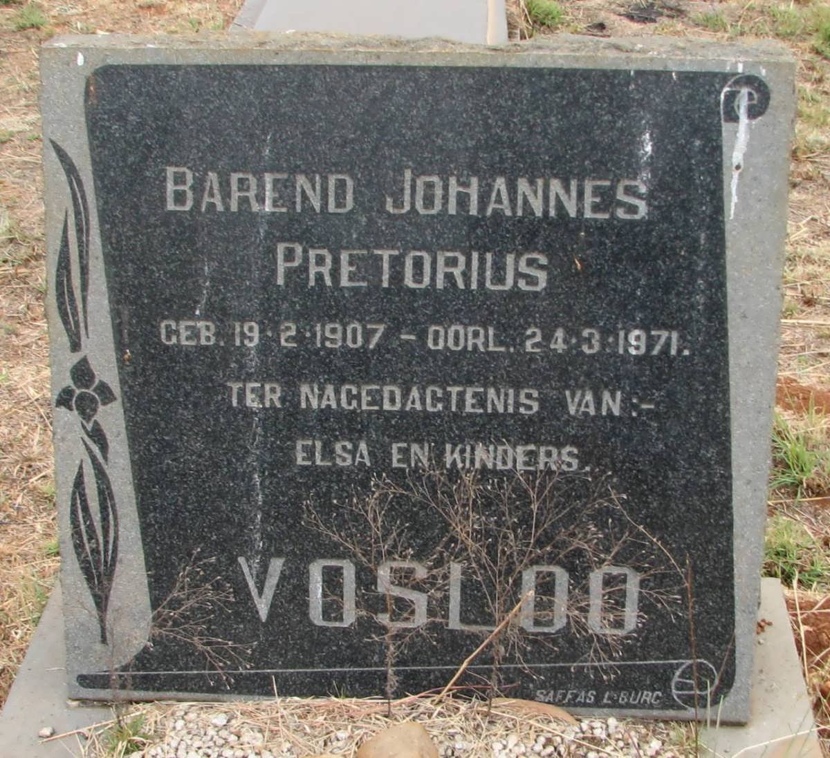 VOSLOO Barend Johannes Pretorius 1907-1971