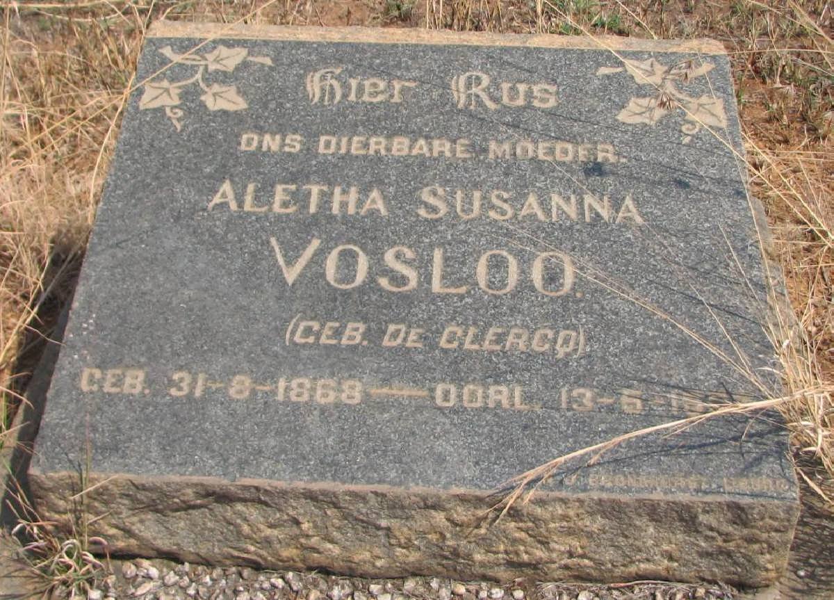 VOSLOO Aletha Susanna nee DE CLERCQ 1868-19??