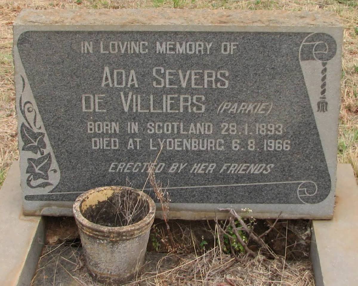 VILLIERS Ada Severs, de born PARKIE 1893-1966
