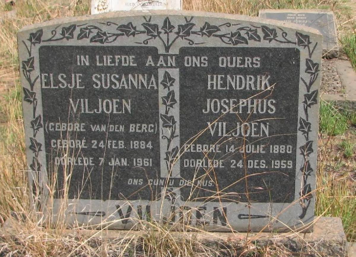VILJOEN Hendrik Josephus 1880-1959 &amp; Elsje Susanna VAN DEN BERG 1884-1961