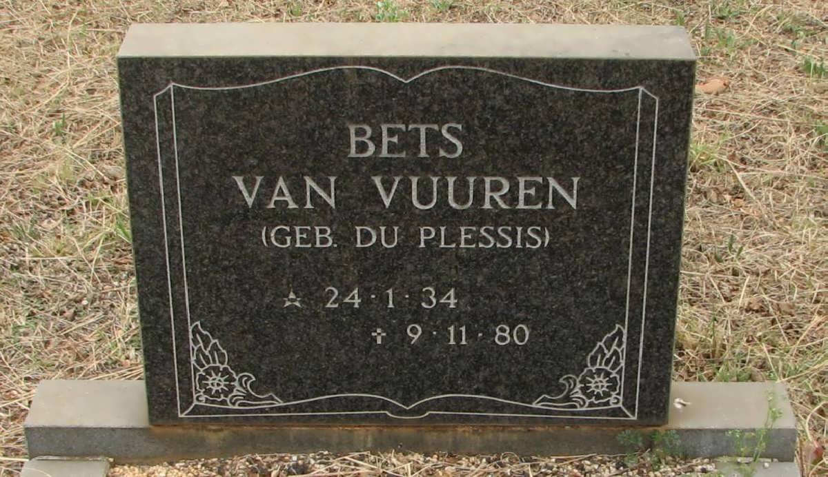 VUUREN Bets, van nee DU PLESSIS 1934-1980