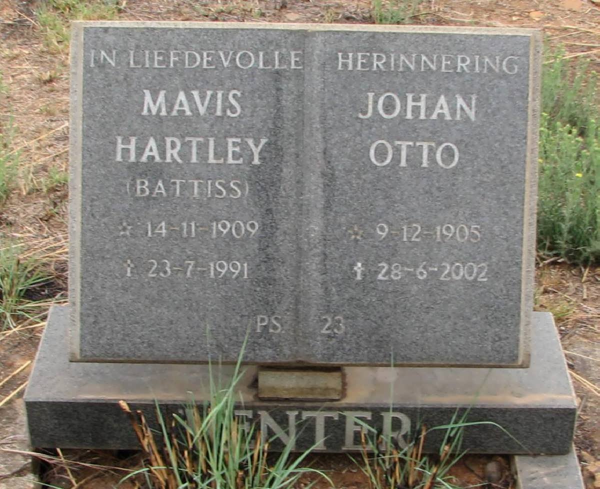 VENTER Johan Otto 1905-2002 &amp; Mavis Hartley BATTISS 1909-1991