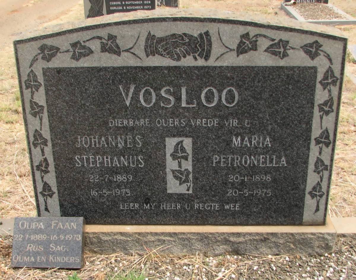 VOSLOO Johannes Stephanus 1889-1973 &amp; Maria Petronella 1898-1975