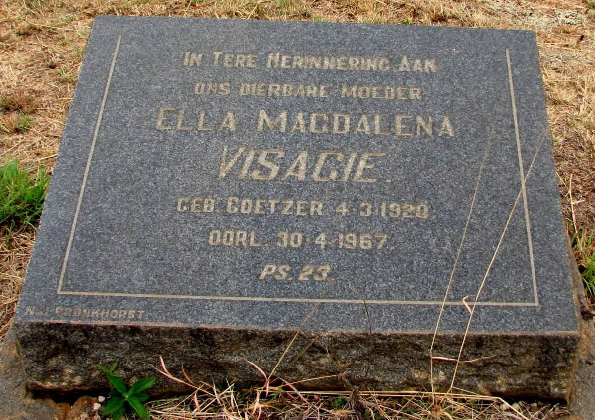 VISAGIE Ella Magdalena nee COETZER 1920-1967