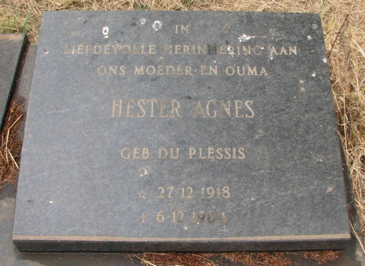 VENTER Hester Agnes nee DU PLESSIS 1918-1984