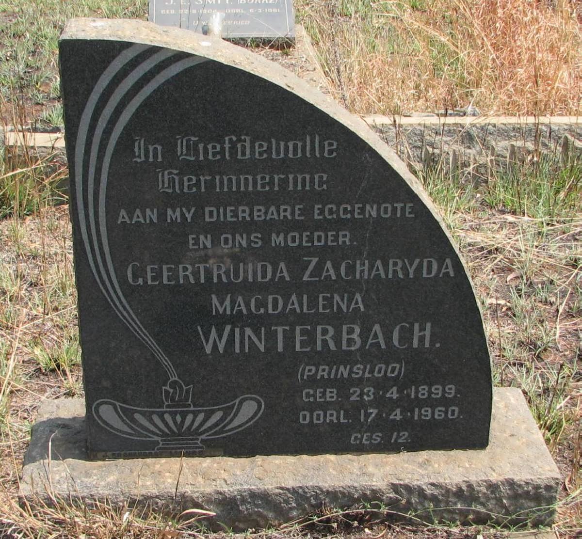 WINTERBACH Geertruida Zacharyda Magdalena nee PRINSLOO 1899-1960