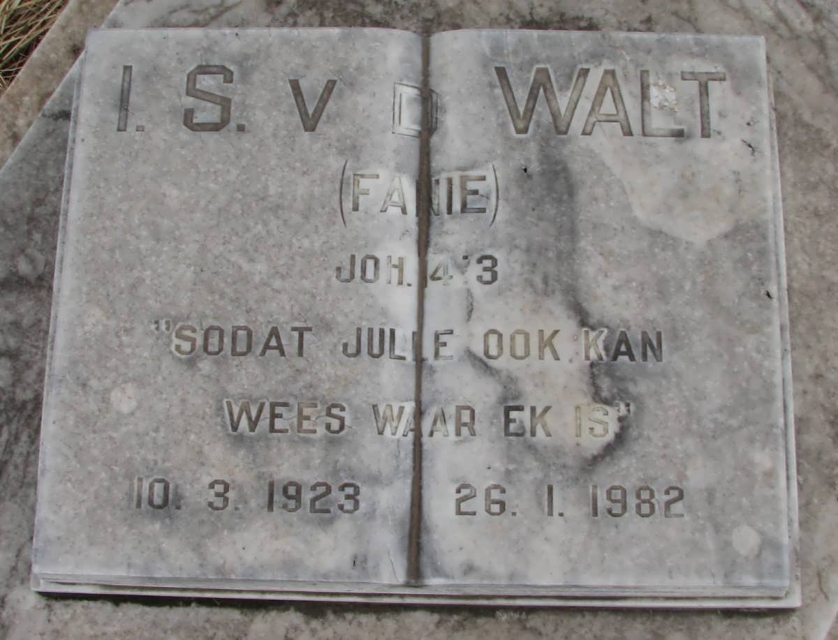 WALT I.S., van der 1923-1982