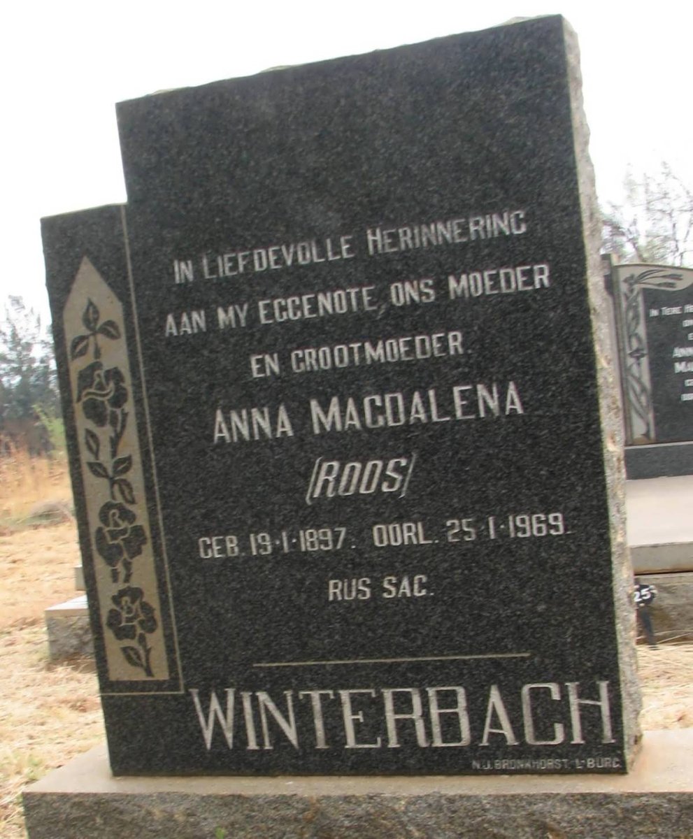 WINTERBACH Anna Magdalena nee ROOS 1897-1969