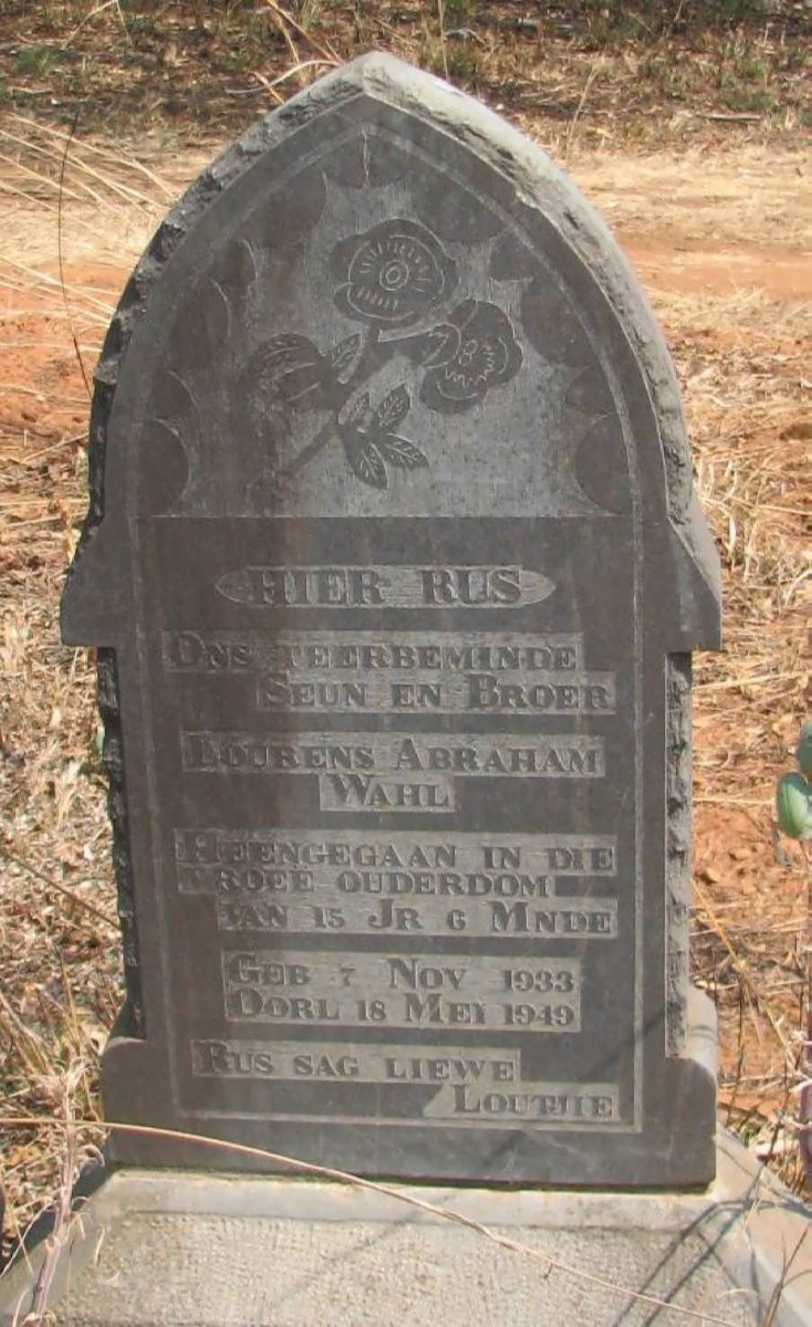 WAHL Lourens Abraham 1933-1949