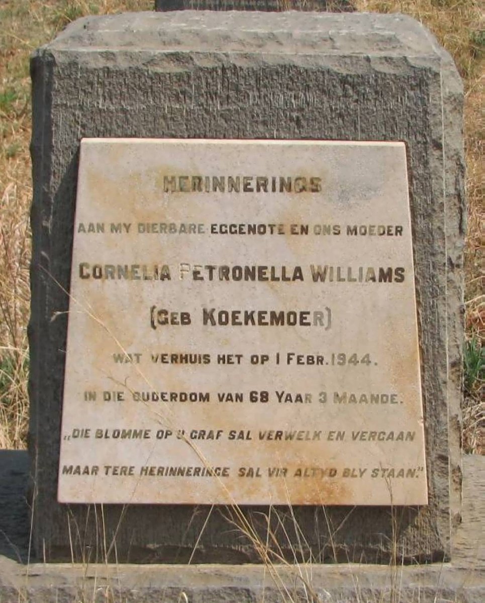 WILLIAMS Cornelia Petronella nee KOEKEMOER -1944