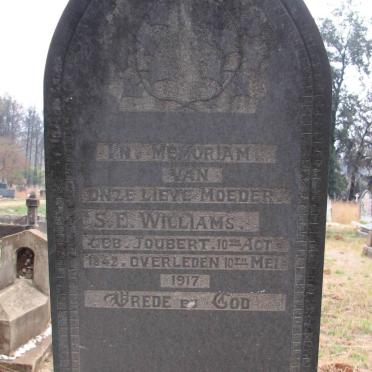 WILLIAMS S.E. nee JOUBERT 1842-1917