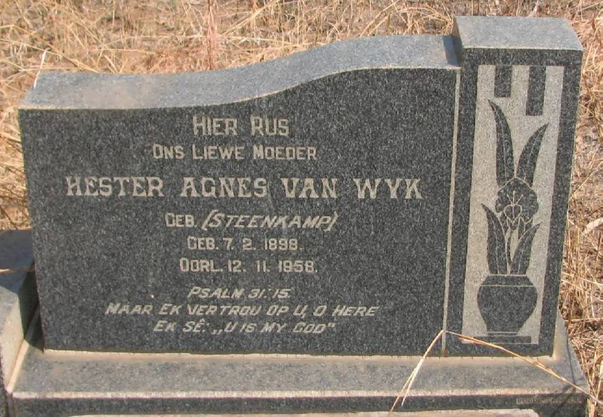 WYK Hester Agnes, van nee STEENKAMP 1898-1958