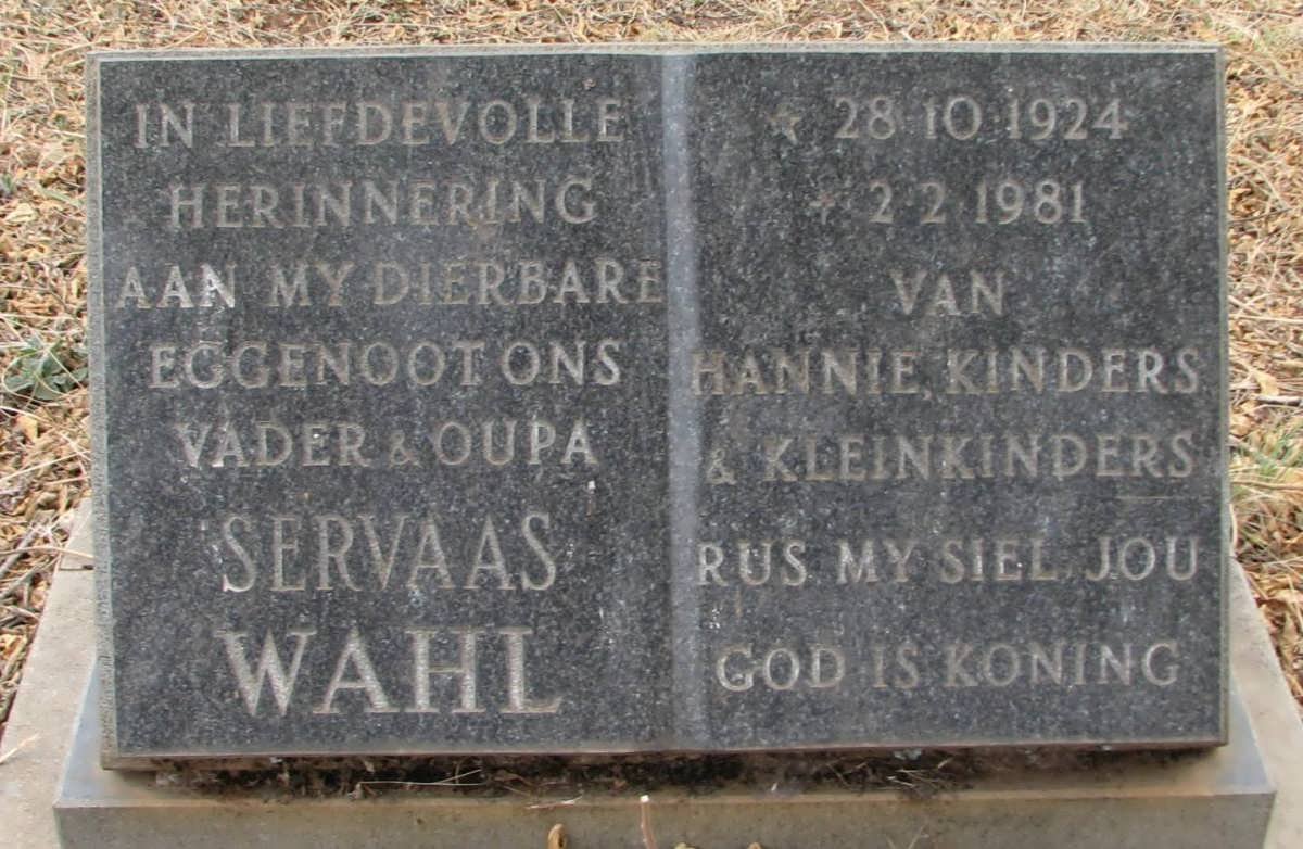 WAHL Servaas 1924-1981