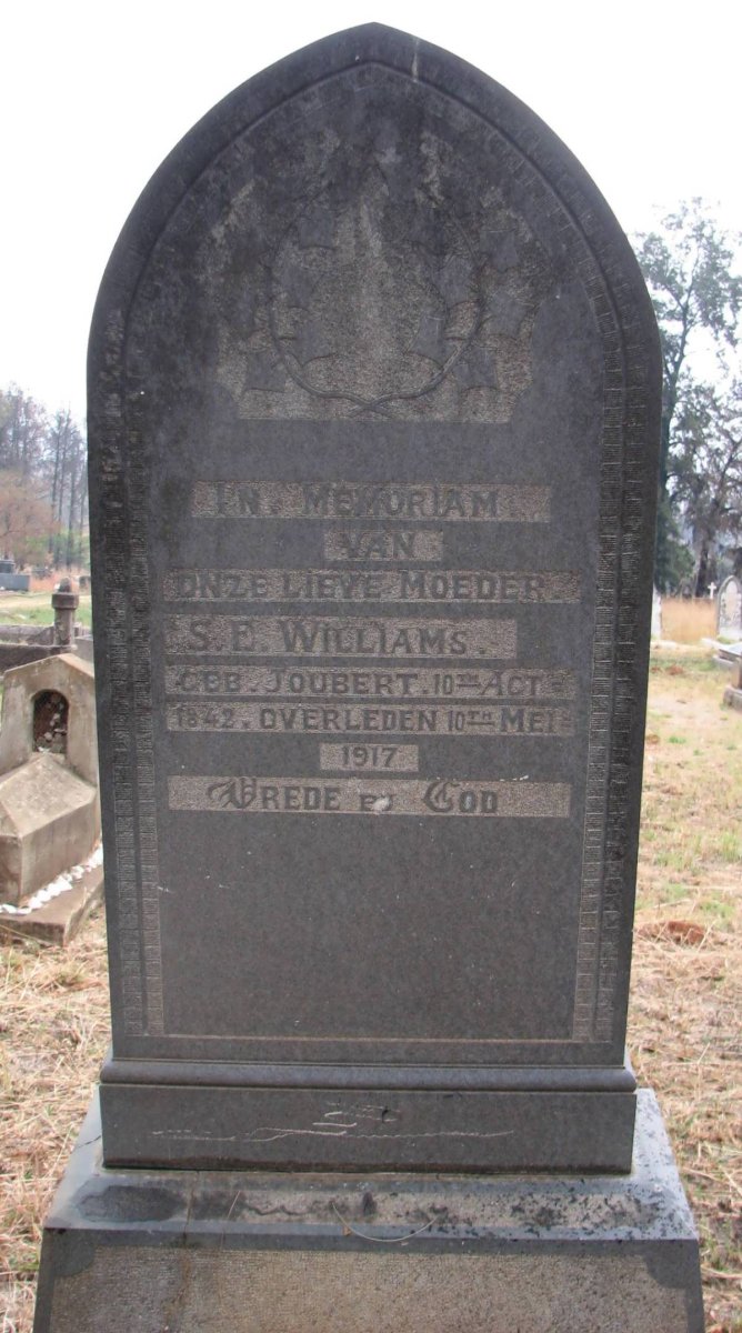 WILLIAMS S.E. nee JOUBERT 1842-1917
