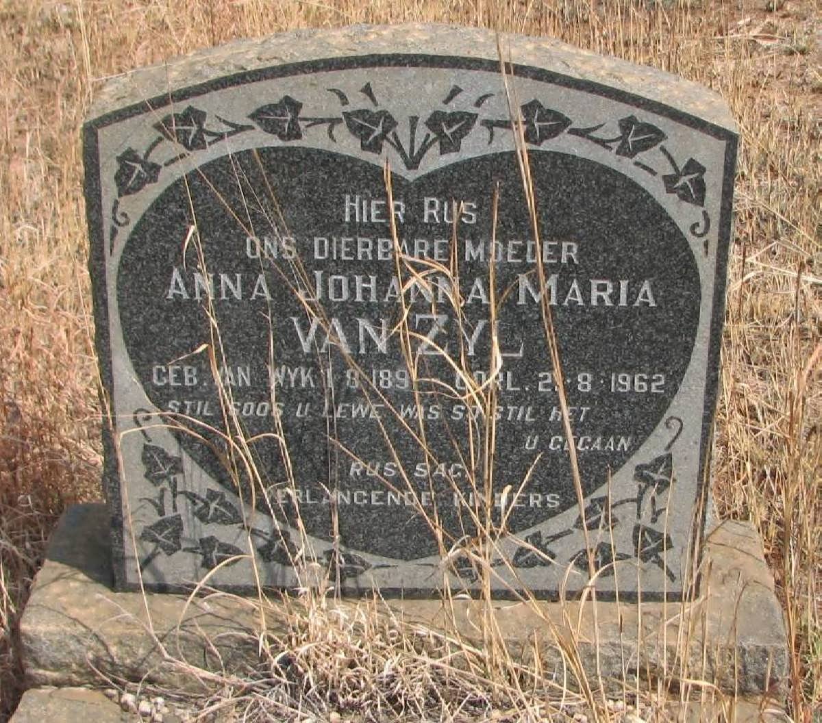 ZYL Anna Maria Johanna, van nee VAN WYK 1891-1962