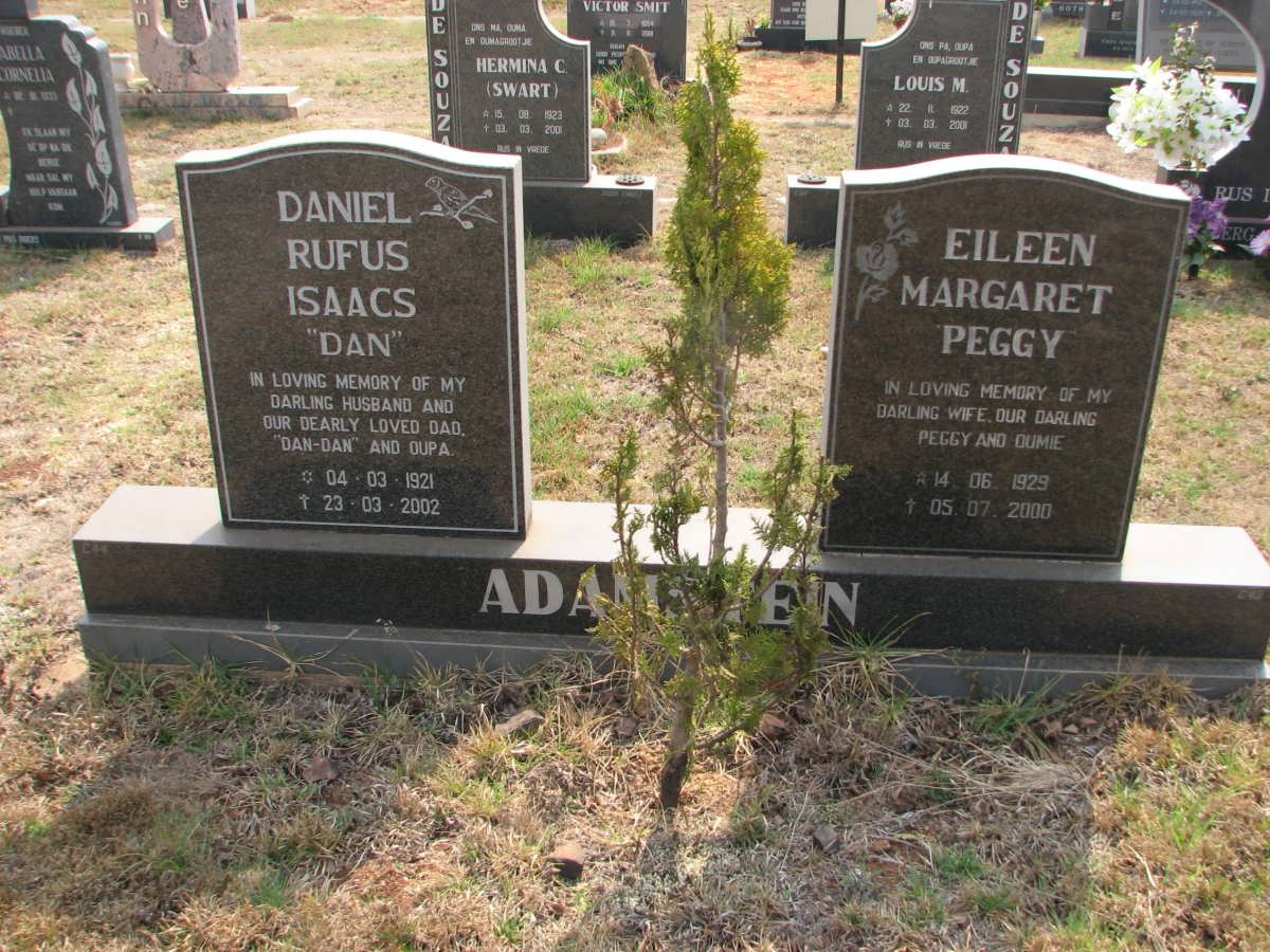 ADAMSTEIN Daniel Rufus Isaacs 1921-2002 &amp; Eileen Margaret 1929-2000