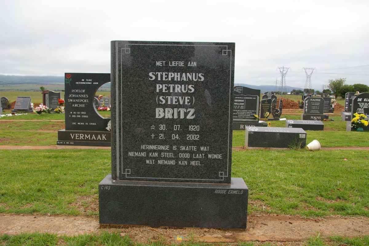 BRITZ Stephanus Petrus 1920-2002