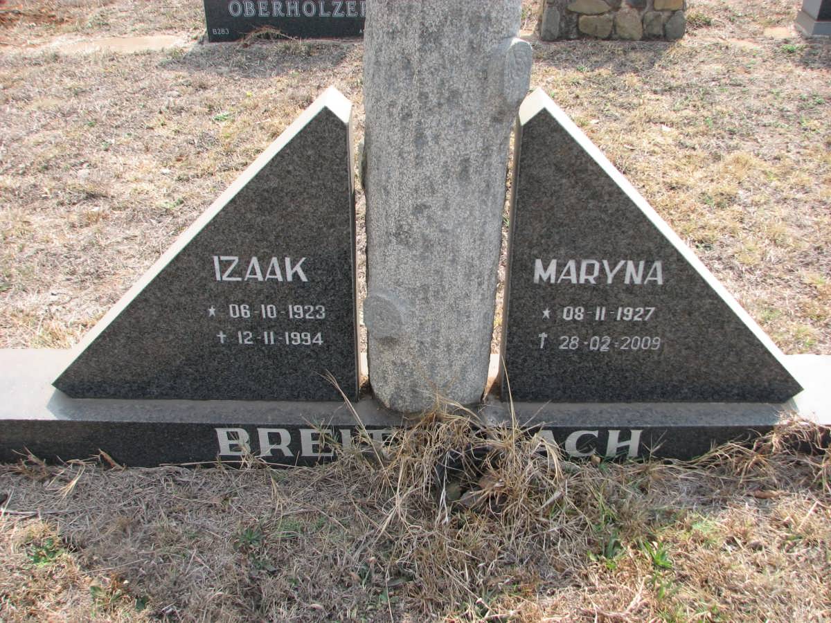 BREITENBACH Izaak 1923-1994 &amp; Maryna 1927-2009