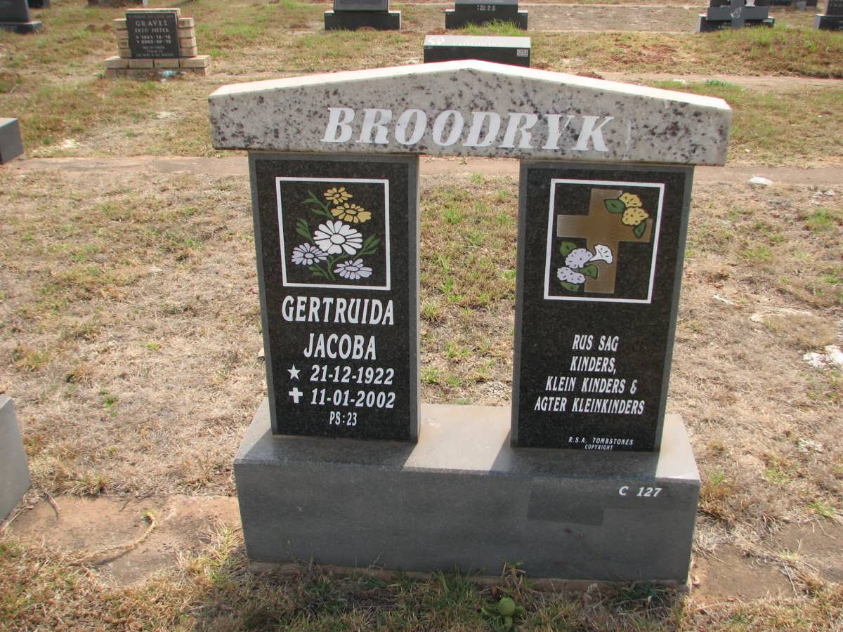 BROODRYK Gertruida Jacoba 1922-2002