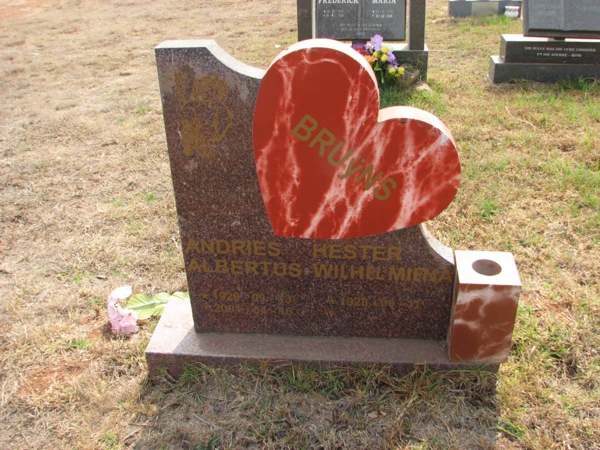 BRUŸNS Andries Albertus 1920-2001 &amp; Hester Wilhelmiena 1928-
