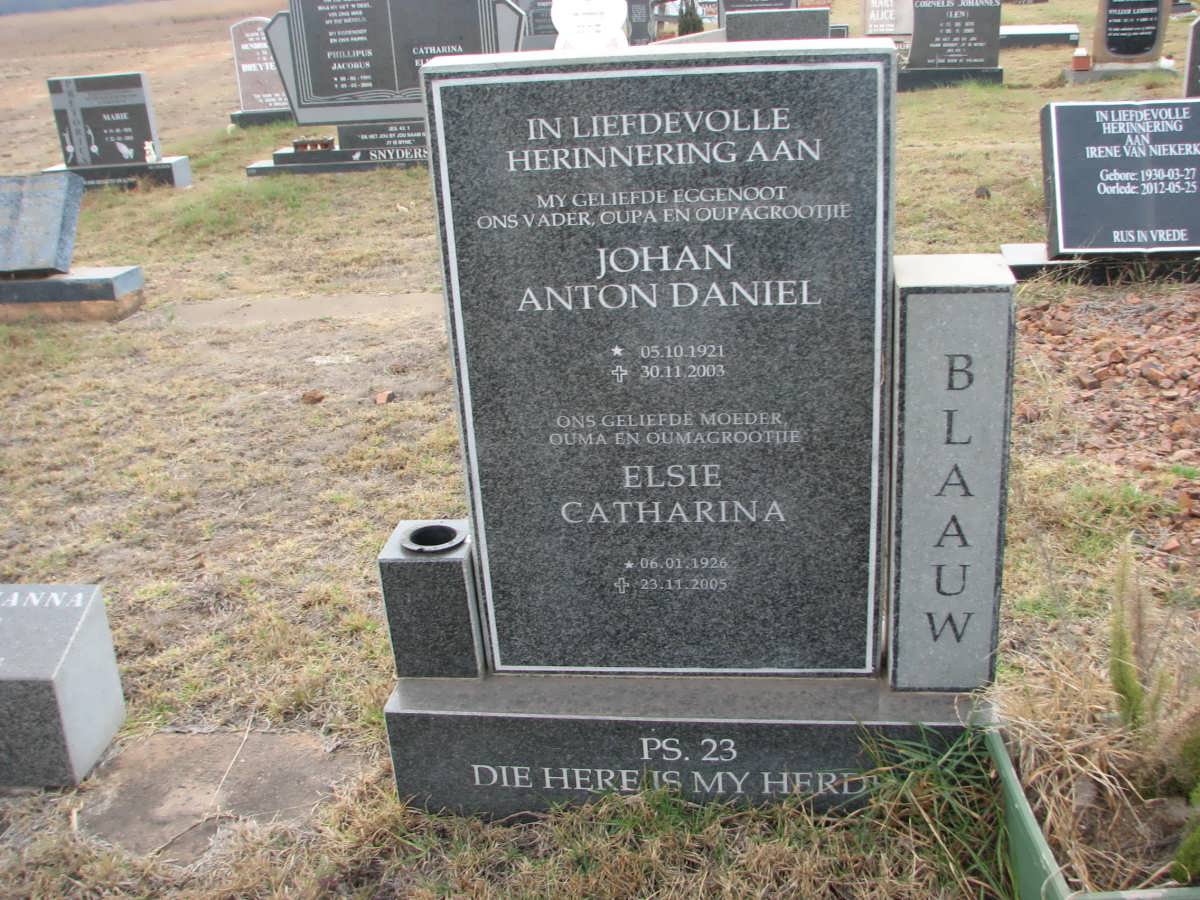 BLAAUW Johan Anton Daniel 1921-2003 &amp; Elsie Catharina 1926-2005