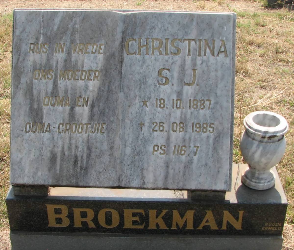 BROEKMAN Christina S.J. 1887-1985