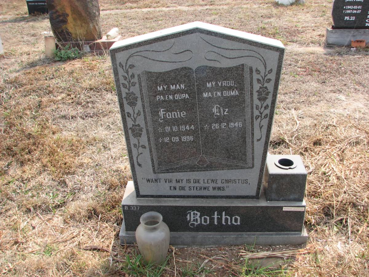 BOTHA Fanie 1944-1996 &amp; Liz 1946-
