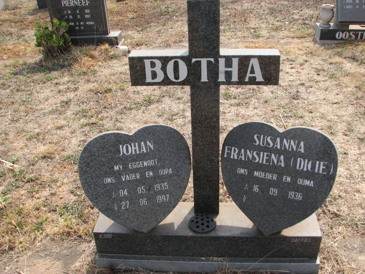 BOTHA Johan 1935-1997 &amp; Susanna Fransiena 1936-