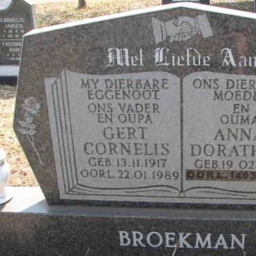 BROEKMAN Gert Cornelis 1917-1989 &amp; Anna Dorathea 1919-2004