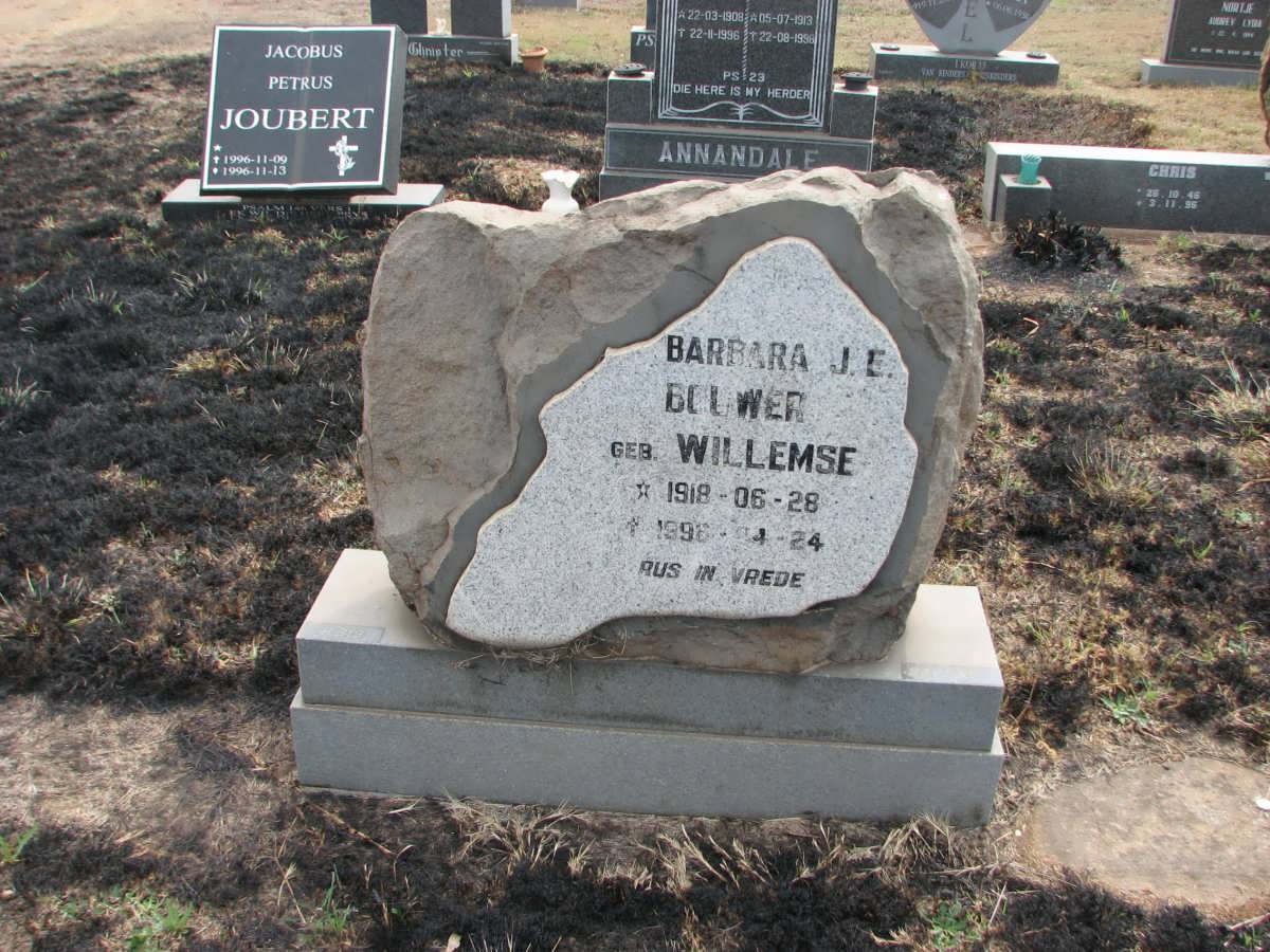BOUWER Barbara J.E. nee WILLEMSE 1918-1996