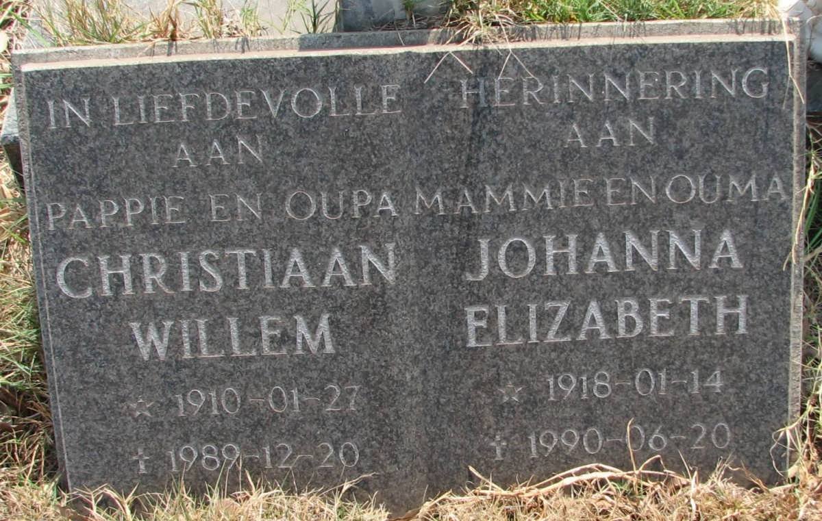 BROODRYK Christiaan Willem 1910-1989 &amp; Johanna Elizabeth 1918-1990