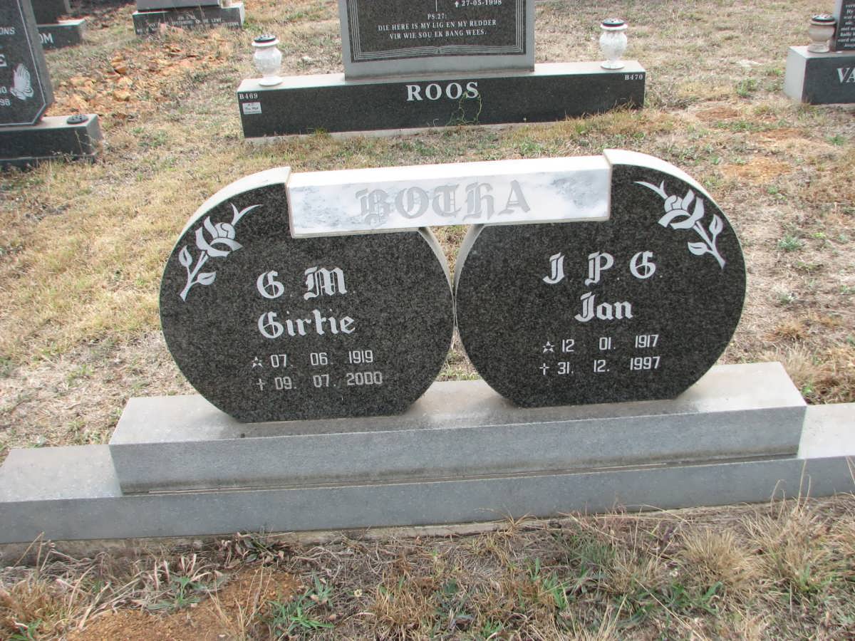 BOTHA J.P.G. 1917-1997 &amp; G.M. 1919-2000
