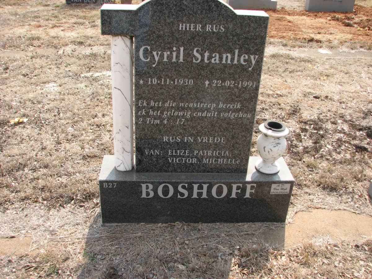 BOSHOFF Cyril Stanley 1930-1991