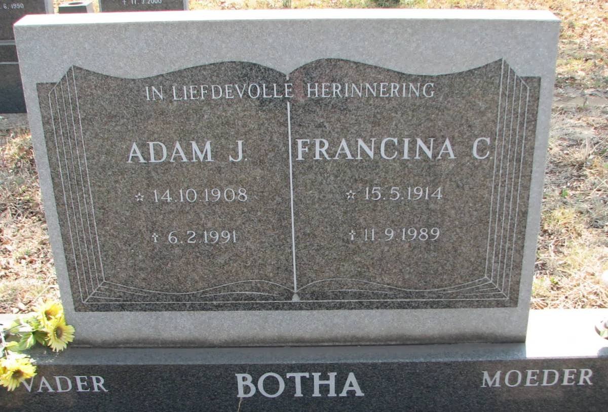 BOTHA Adam J. 1908-1991 &amp; Francina C. 1914-1989