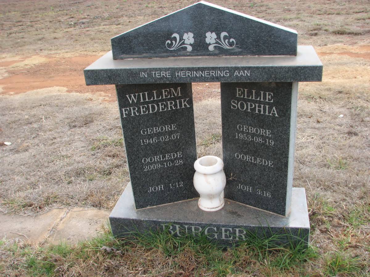 BURGER Willem Frederik 1946-2009 &amp; Ellie Sophia 1953-