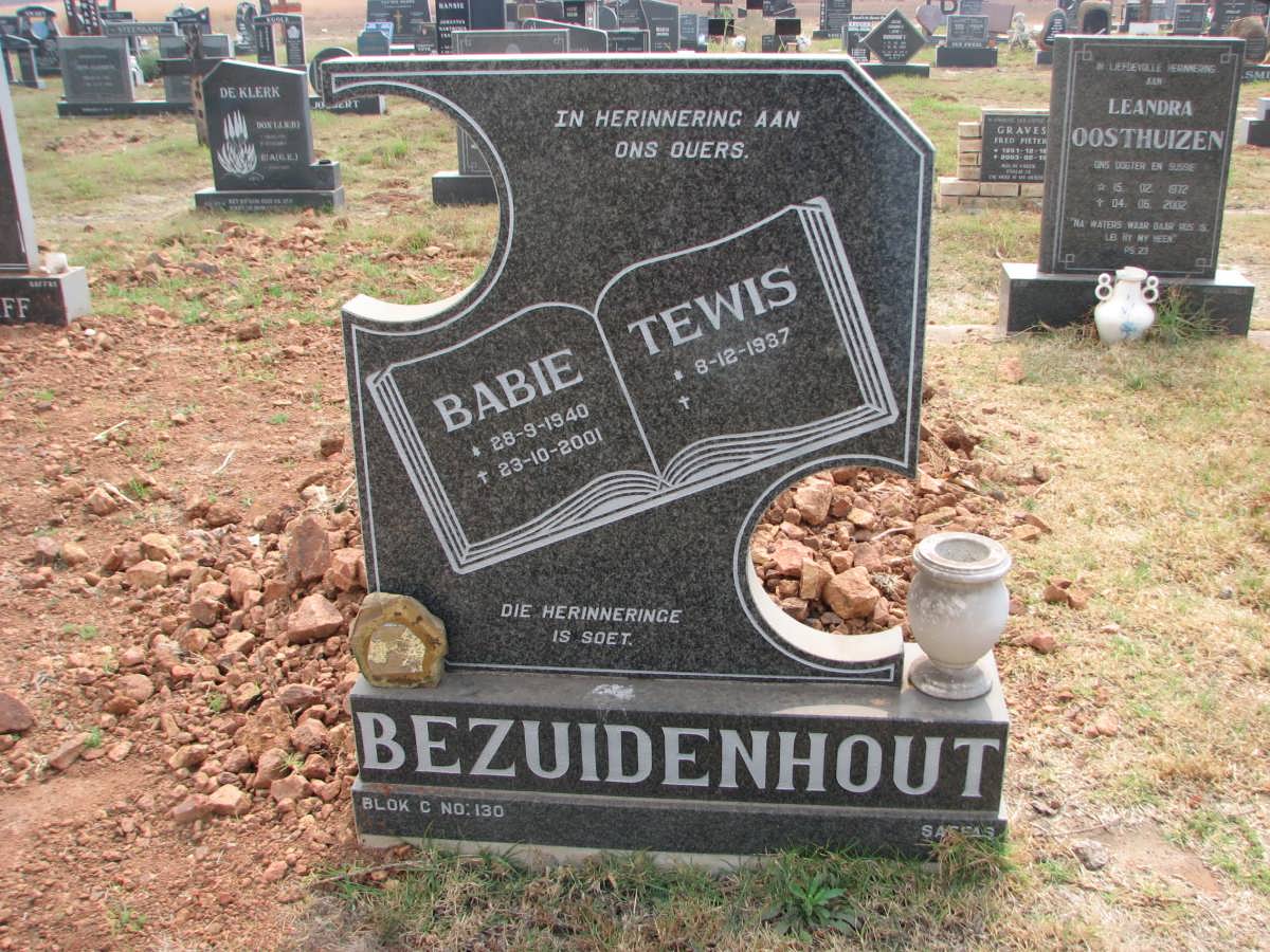 BEZUIDENHOUT Tewis 1937- &amp; Babie 1940-2001