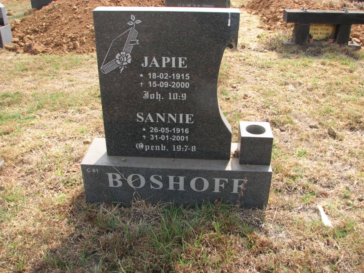 BOSHOFF Japie 1915-2000 &amp; Sannie 1916-2001
