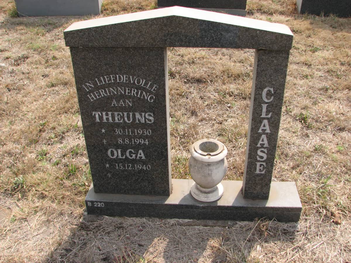 CLAASE Theuns 1930-1994 &amp; Olga 1940-